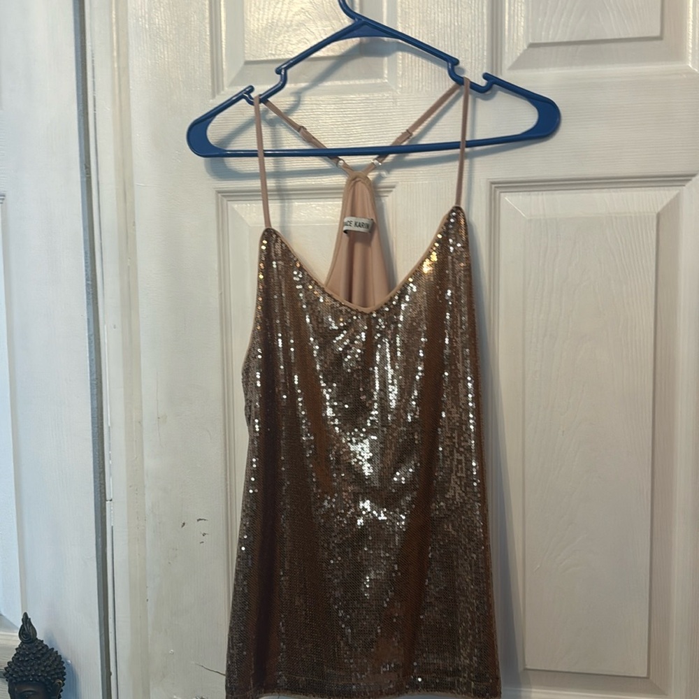 Gold Shiney Tank Top Blouse